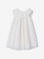Uitlopende jurk voor meisjes, geborduurd tule wit - thumbnail