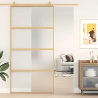 VidaXL Schuifdeur 102,5x205 cm mat esg-glas en aluminium goudkleurig - thumbnail