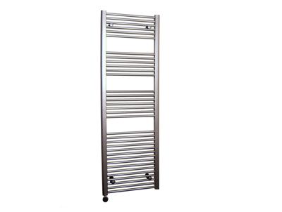 Elektrische Design Radiator Sanicare Plug & Play 111,8x60 cm Inox Look 730 Watt Met Zwarte Thermostaat Links Sanicare