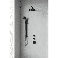 Thermostatisch Inbouwdoucheset Brauer Black 20cm Hoofddouche Wandarm 3 Standen Handdouche op Glijstang Mat Zwart - thumbnail