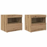 Nachtkastje 2 pcs artisanaal eikenkleurig 50 x 40 x 45 cm - thumbnail