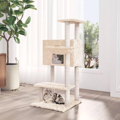 VidaXL Kattenmeubel met sisal krabpalen 108,5 cm crèmekleurig VidaXL Kattenmeubel met sisal krabpalen 108,5 cm crèmekleurig