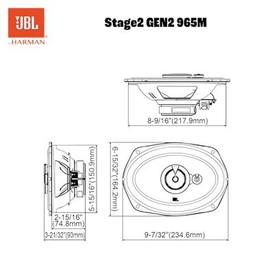 JBL STAGE2 965M - Autospeakers - 15,2 x 22,9 cm - 3-weg Coaxiaal - 560Watt - Zwart