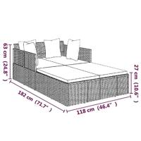 Ligbed met kussens 182x118x63 cm poly rattan zwart - thumbnail