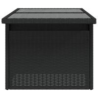 Tuintafel met glazen blad 100x55x73 cm poly rattan zwart - thumbnail