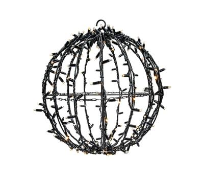 Kerstbal verlichting 35cm 70 extra warm witte en 14 twinkel 2400K LED lampjes zwart snoer 571-007