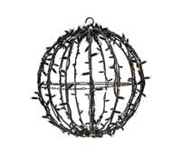 Kerstbal verlichting 35cm 70 extra warm witte en 14 twinkel 2400K LED lampjes zwart snoer 571-007 - thumbnail