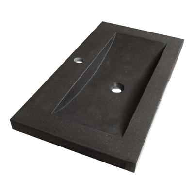 Brauer Magma Wastafel - 80 cm - met 1 Spoelbak en 1 Kraangat - Natuursteen Basalt Antraciet