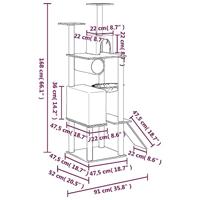 Kattenmeubel met sisal krabpalen 168 cm lichtgrijs - thumbnail