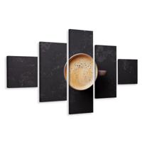 Schilderij - Kop koffie II, 5luik, premium print - thumbnail