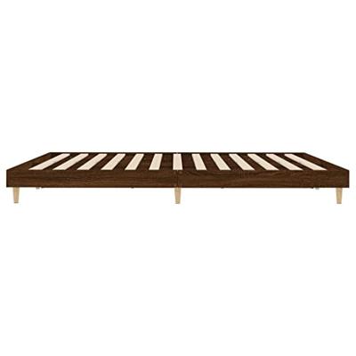 Bedframe zonder matras bewerkt hout bruin eikenkleur 120x200 cm Bedframe zonder matras bewerkt hout bruin eikenkleur 120x200 cm