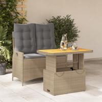 2-delige Tuinset met kussens poly rattan beige - thumbnail