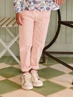 Paperbag meisjesbroek met hartjeszakken roze (poederkleur) - thumbnail