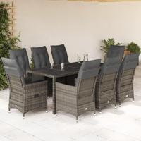 9-delige Tuinset met kussens poly rattan grijs - thumbnail