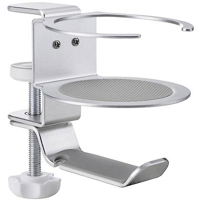 Speaka Professional SP-HCH-150 koptelefoonhouder, geïntegreerde kabelgeleiding, met bekerhouder, zilver