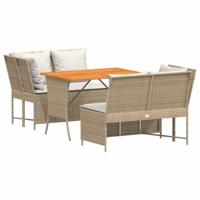 3-delige Loungeset met kussens poly rattan beige - thumbnail