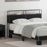 Opberghoofdbord met plank Zwart eiken 140 cm Bewerkt hout - thumbnail