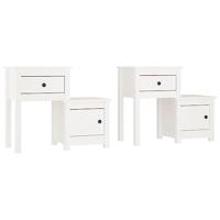 Nachtkastjes 2 st 79,5x38x65,5 cm massief grenenhout wit - thumbnail