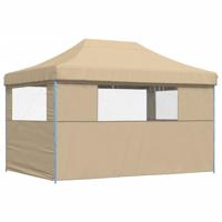 Partytent inklapbaar pop-up met 3 zijwanden beige - thumbnail