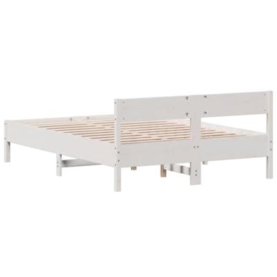 Bedframe met hoofdbord massief grenenhout wit 120x190 cm