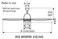CasaFan Eco Aviatos 162 WE-WE Plafondventilator 31 W (Ø x h) 162 cm x 365 mm Wit-lak Verwisselbare bladen, Met lamparmatuur, Met afstandsbediening - thumbnail