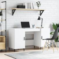 Bureau 140x50x75 cm bewerkt hout wit - thumbnail