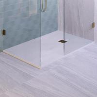 BRAUER Asteroid Douchebak 90x160 incl. antislip en antibacterieel mineraalmarmer mat wit DB-AS90160MW - thumbnail