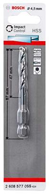 Bosch Accessories 2608577055 2608577055 HSS-G Metaal-spiraalboor 4.5 mm Gezamenlijke lengte 87 mm Zeskant schacht 1 stuk(s) Bosch Accessories 2608577055 2608577055 HSS-G Metaal-spiraalboor 4.5 mm Gezamenlijke lengte 87 mm Zeskant schacht 1 stuk(s)