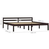 Bedframe massief grenenhout donkerbruin 160x200 cm - thumbnail