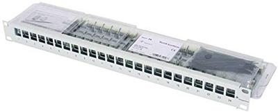 Telegärtner 100007012 24 poorten Netwerkpatchpaneel 483 mm (19) CAT 6A 1 HE Grijs-wit (RAL 7035) Ingericht