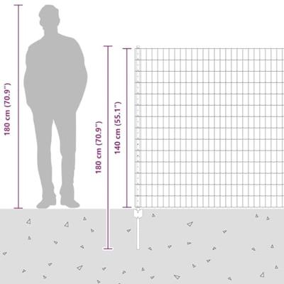 VidaXL Hek met paal grijs 1,4 x 10 m staal en pvc