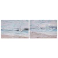 Schilderij Home ESPRIT Blauw Beige Strand Mediterrane 120 x 2,8 x 80 cm (2 Stuks) - thumbnail