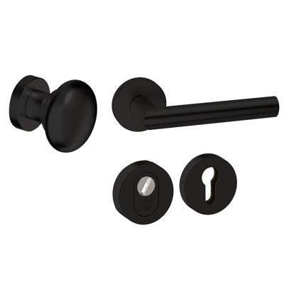 Hardbrass Voordeurset Attival 3-delig rond SKG3 met kerntrekbeveiliging - mat zwart