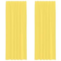 Gordijnen voile met roedezakken 2 st geel - thumbnail