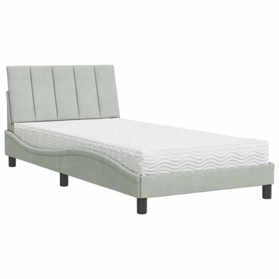 Bed met matras fluweel lichtgrijs 120x200 cm
