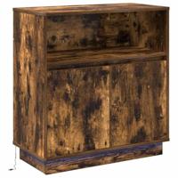 Dressoir met LED Gerookt eiken 71 x 34,5 x 75 cm Bewerkt hout - thumbnail