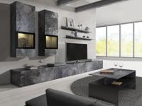 Tv-meubel set BABEL 5 deuren kleurrijke leisteen met led met salontafel - thumbnail