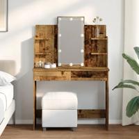 Kaptafel met LED-verlichting 96x40x142 cm oud houtkleurig - thumbnail