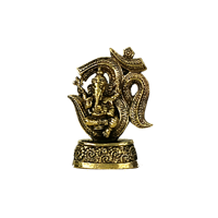 Minibeeldje Ganesha OHM messing - 6.5 cm - 120 g - M - thumbnail