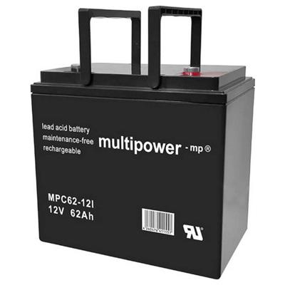 multipower MPC62-12I Loodaccu 12 V 62 Ah Loodvlies (AGM) (b x h x d) 226 x 214 x 135 mm M6-schroefaansluiting Cyclusbestendig, Onderhoudsvrij, Geringe