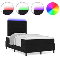 Boxspringbed met Matras & LED - Zwart, 120 x 190 cm, Stof - thumbnail