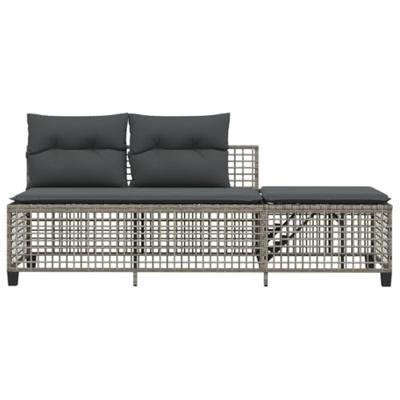 3-delige Loungeset met kussens poly rattan grijs 3-delige Loungeset met kussens poly rattan grijs