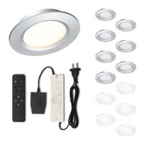 Set LED-inbouwspot met afstandsbediening Modena zilver 3W dimbaar 1-12 stuks - thumbnail