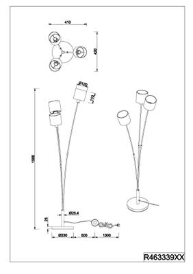 Trio VloerlampTommy 3-lichts zwart - R46333979