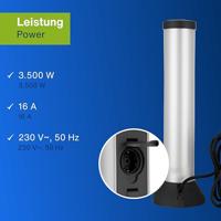 Buitenstopcontact paal kunsstof 4 stopcontacten 58 hoog 2 meter snoer met stekker - thumbnail