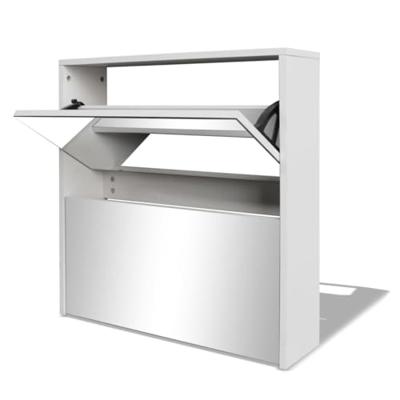 VidaXL Schoenenkast tweelaags met spiegel 63x17x67 cm wit