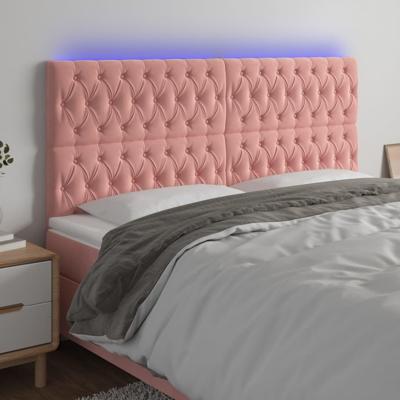 Hoofdbord LED 180x7x118/128 cm fluweel roze