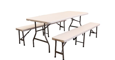 Party Set Tafel en 2 Banken tuinmeubel Buitengewoon Boet - Buitengewoon de boet