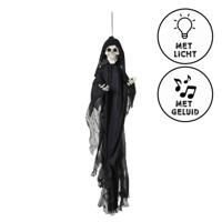 Halloween pop skelet met licht en geluid - wit - 120x70x15 cm - thumbnail
