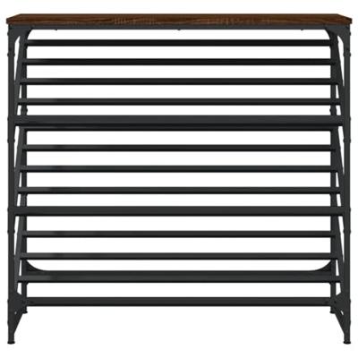 VidaXL Schoenenrek 90x30x85 cm bewerkt hout bruin eikenkleur VidaXL Schoenenrek 90x30x85 cm bewerkt hout bruin eikenkleur